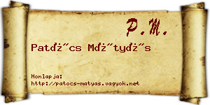 Patócs Mátyás névjegykártya
