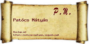Patócs Mátyás névjegykártya